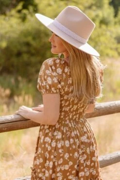 Sienna Dress In Brown Floral -Ivy City Co Dress SiennaBrownFloralDress ConradRanch F23 15 677976