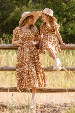 Mini Sienna Dress In Brown Floral -Ivy City Co Dress SiennaBrownFloralDress ConradRanch F23 32 424110
