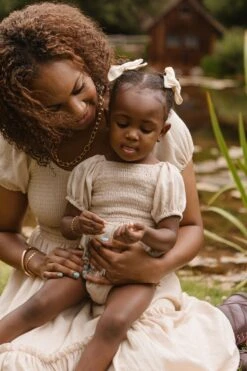 Baby Sienna Romper In Cream - FINAL SALE -Ivy City Co Dress SiennaCream ConradRanch F23 12 632372