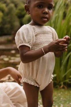 Baby Sienna Romper In Cream - FINAL SALE -Ivy City Co Dress SiennaCream ConradRanch F23 13 124766
