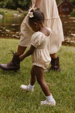 Baby Sienna Romper In Cream - FINAL SALE -Ivy City Co Dress SiennaCream ConradRanch F23 16 940252