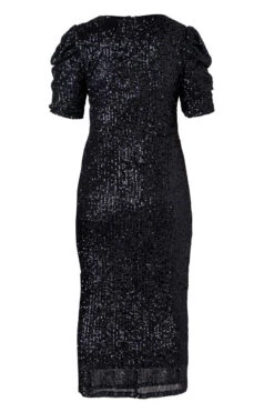 Starling Dress In Black Sequin -Ivy City Co Dress StarlingBlackSequin back 181237