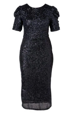 Starling Dress In Black Sequin -Ivy City Co Dress StarlingBlackSequin front 811214