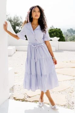 Sutton Dress In Pinstripe