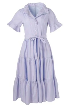 Sutton Dress In Pinstripe -Ivy City Co Dress SuttonStripe Front Ghost