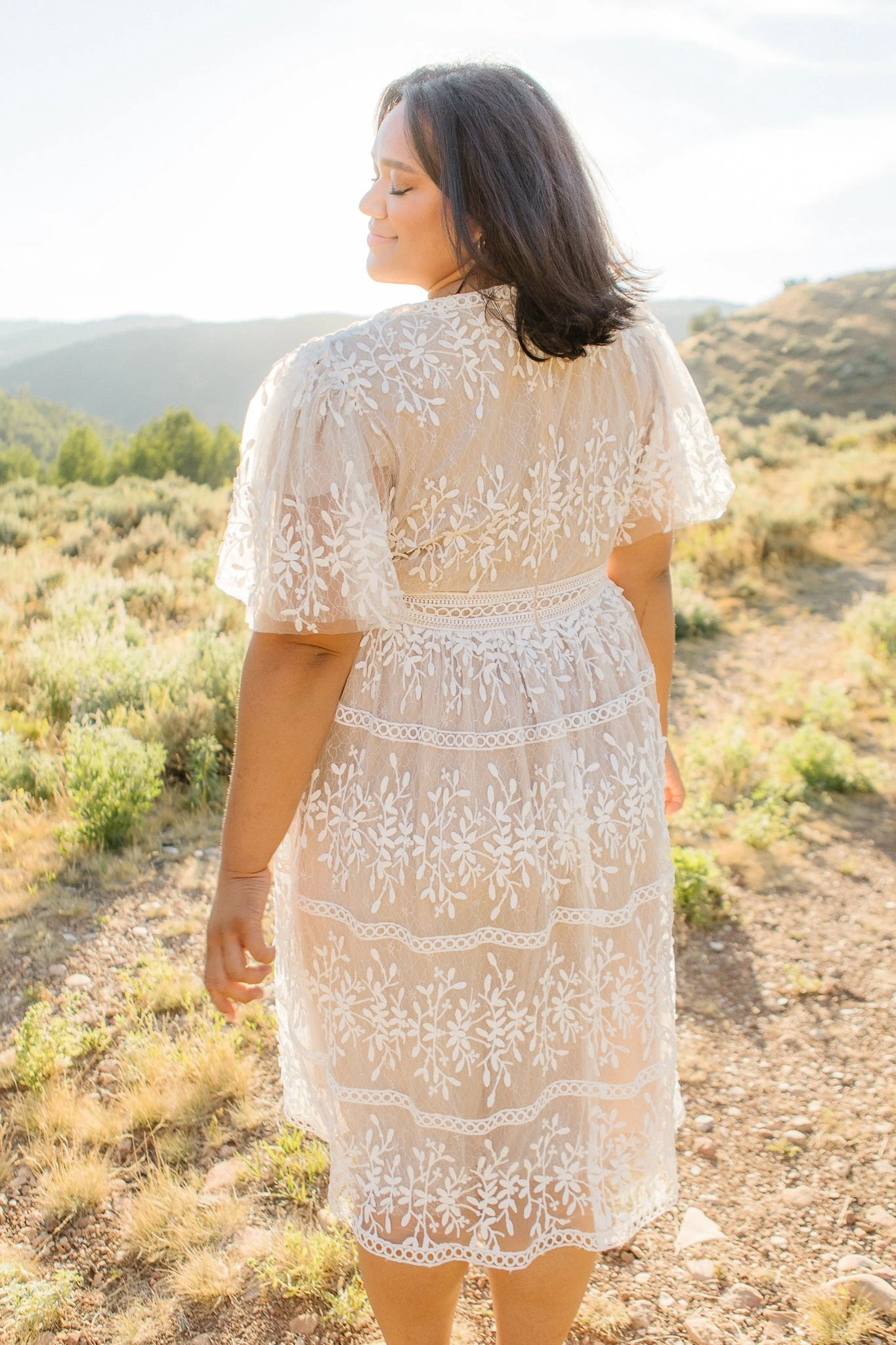 Venice Dress With Flutter Sleeves In Champagne - FINAL SALE 8 Venice Dress With Flutter Sleeves In Champagne - FINAL SALE - Image 8