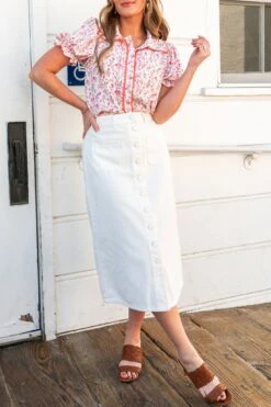 Emma Denim Skirt In White