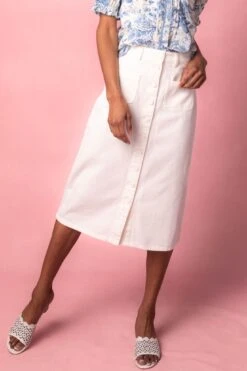 Emma Denim Skirt In White -Ivy City Co Dress WEB EMMADENIM 16