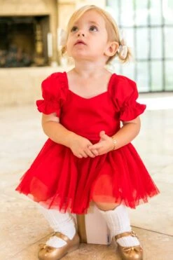 Baby Ballerina Dress Set In Red - FINAL SALE -Ivy City Co Dress WEB HOLIDAY1 ballerinared 4172 374248