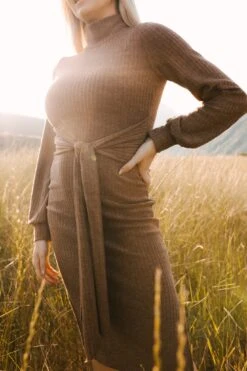 Jensen Dress In Mocha - FINAL SALE -Ivy City Co Dress WEB JensenDress FW23 LindsayArnold 04