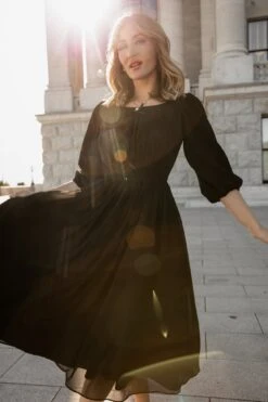 Do-Re-Mi Dress In Black - FINAL SALE 22 Do-Re-Mi Dress In Black - FINAL SALE -Ivy City Co Dress WEB Noir 2023 DoReMiBlack 07