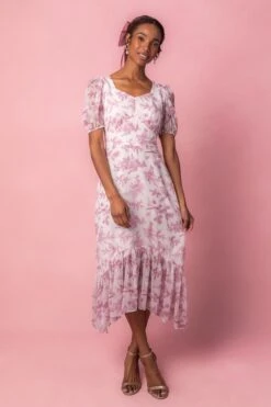 Wren Dress In Pink Toile - FINAL SALE