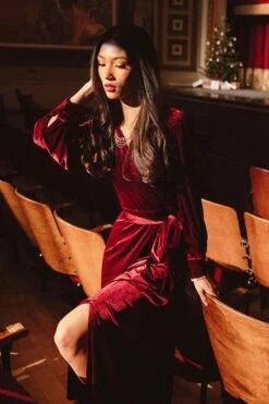 Andie Dress In Wine Velvet - FINAL SALE -Ivy City Co Dress andiewine 5 290834
