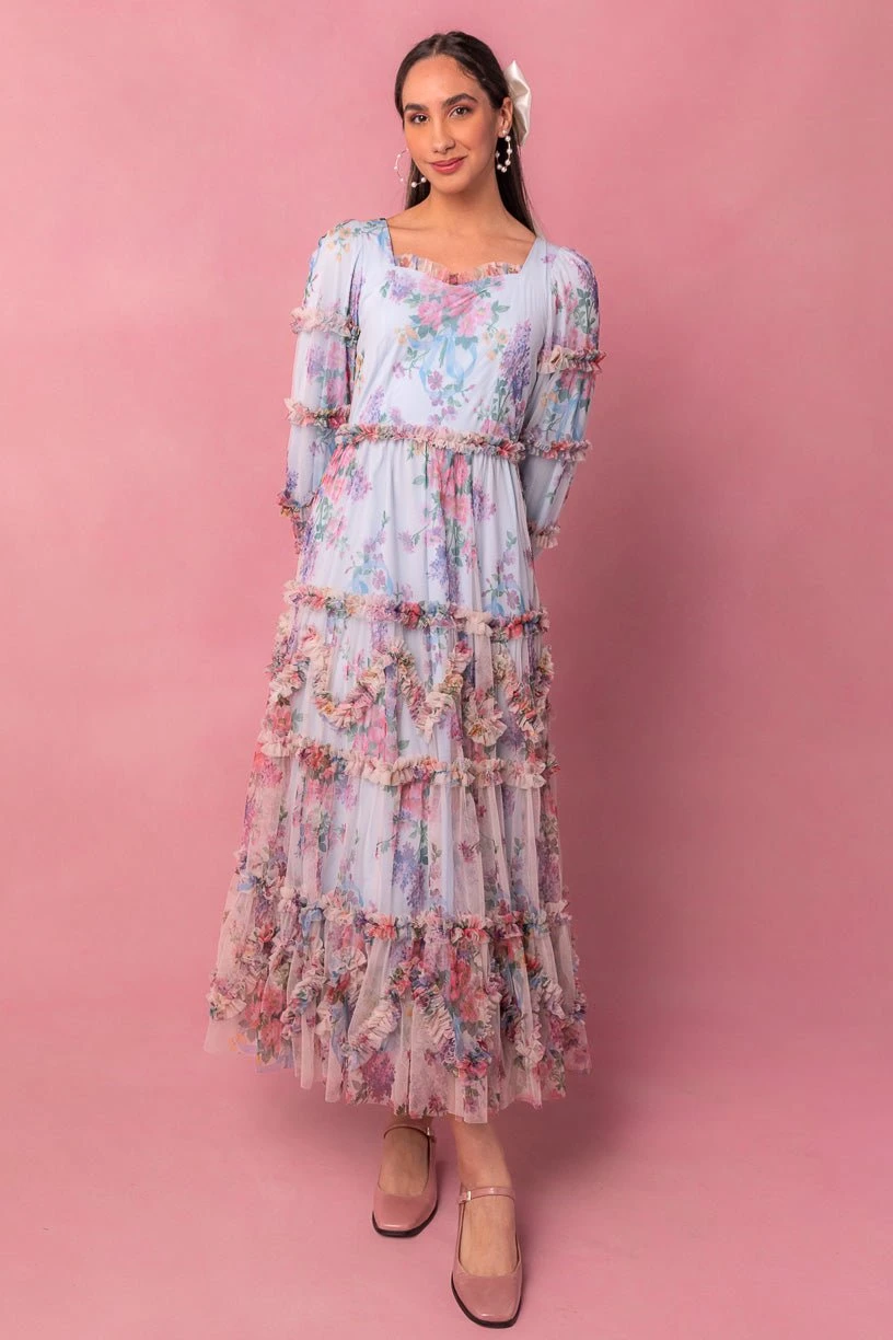 Catherine Dress In Blue Floral 9 Catherine Dress In Blue Floral - Image 9