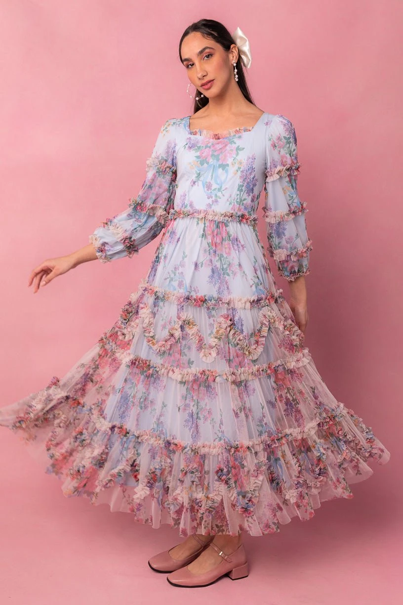 Catherine Dress In Blue Floral 1 Catherine Dress In Blue Floral