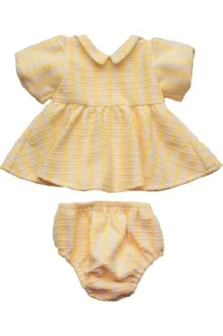 Baby Celine Dress Set In Yellow -Ivy City Co Dress celine yellow baby front