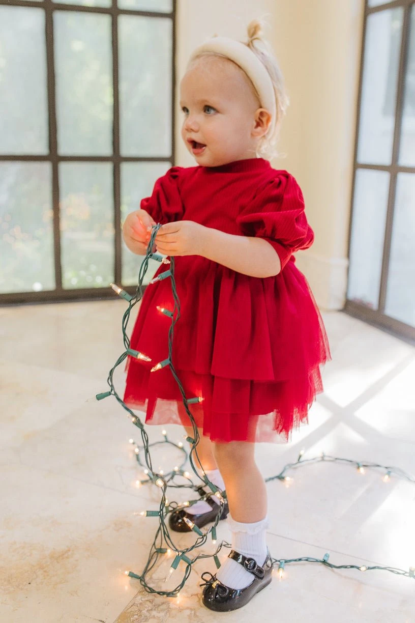 Baby Cosette Dress Set In Red - FINAL SALE 1 Baby Cosette Dress Set In Red - FINAL SALE