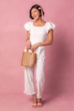 Dahlia Jumpsuit In White - FINAL SALE