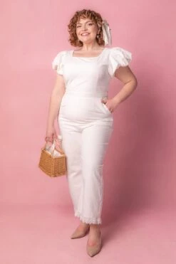 Dahlia Jumpsuit In White - FINAL SALE -Ivy City Co Dress dahlia Studio Easter24 10 172739