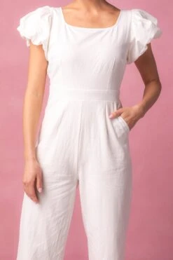 Dahlia Jumpsuit In White - FINAL SALE -Ivy City Co Dress dahlia Studio Easter24 7 328265