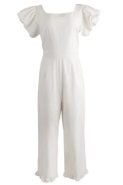 Dahlia Jumpsuit In White - FINAL SALE -Ivy City Co Dress dahlia jumpsuit front 124039