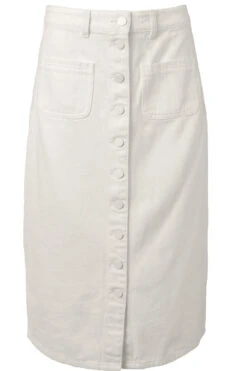 Emma Denim Skirt In White -Ivy City Co Dress emmaskirt front