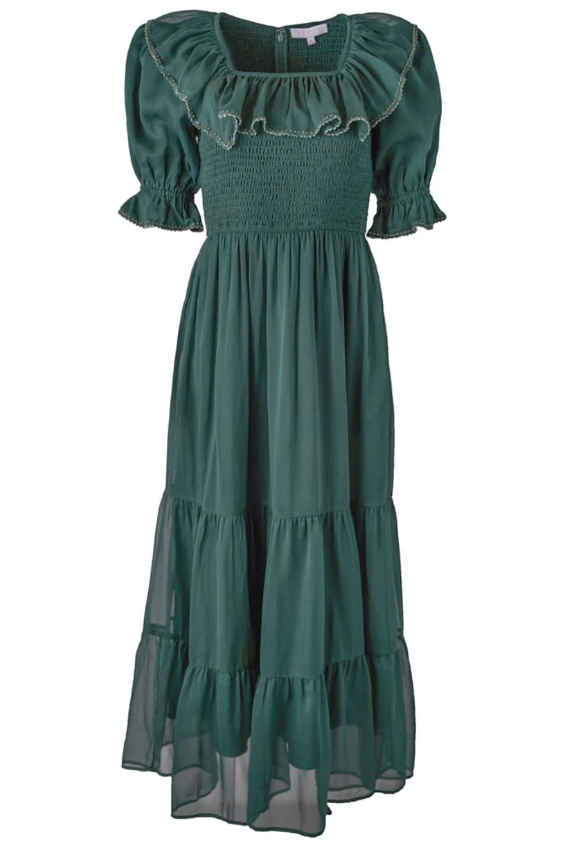 Gracie Dress In Emerald Chiffon - FINAL SALE 6 Gracie Dress In Emerald Chiffon - FINAL SALE - Image 6