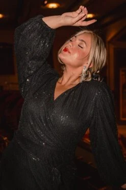 Jagger Dress In Black Sequin - FINAL SALE -Ivy City Co Dress jaggerblackking 4 848863