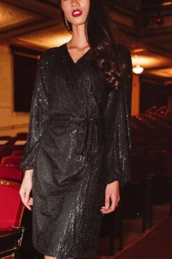 Jagger Dress In Black Sequin - FINAL SALE -Ivy City Co Dress jaggerblackking 7 556906