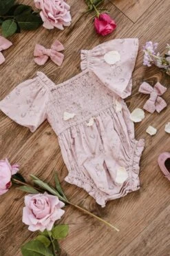 Baby Lennon Romper In Dusty Pink