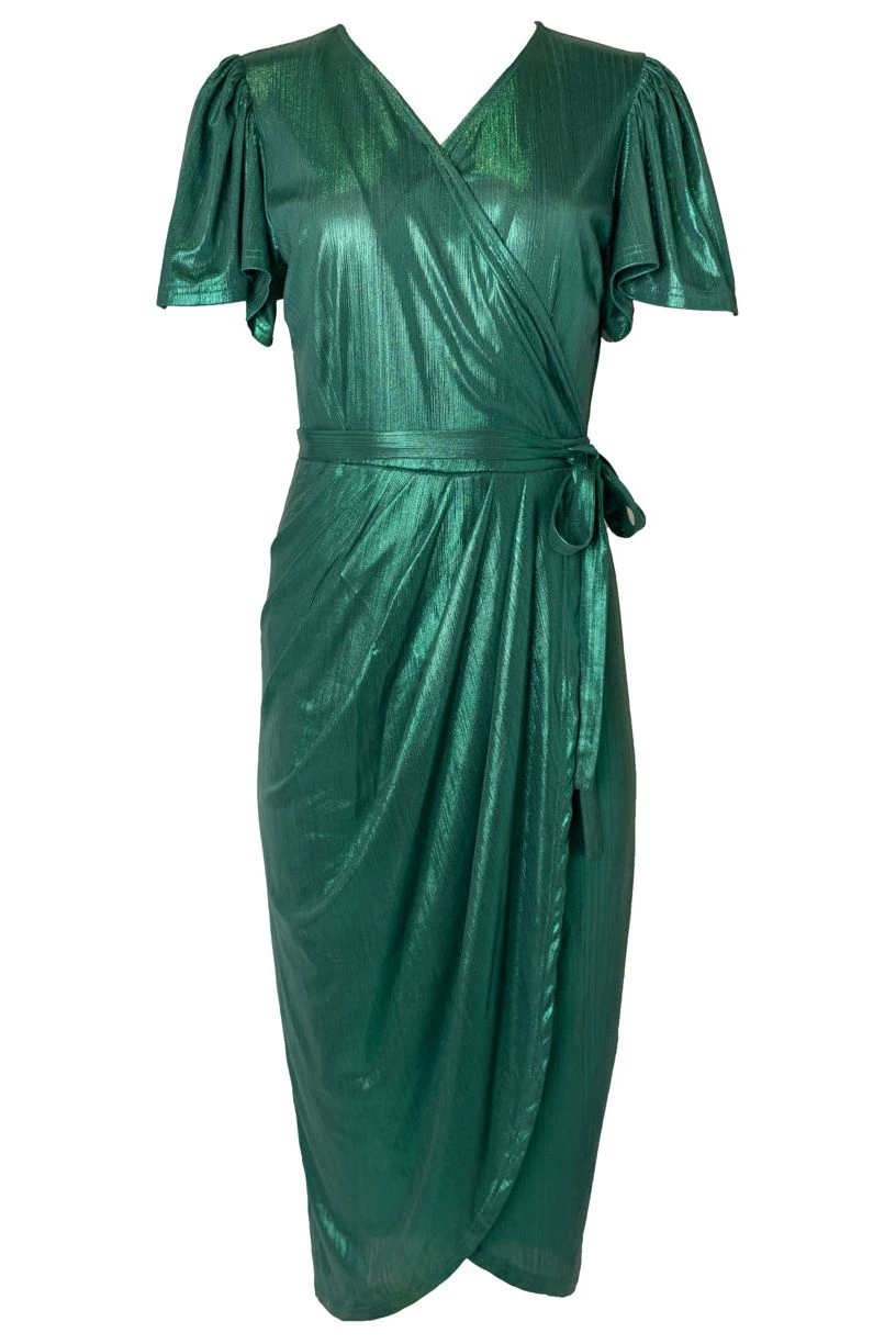 Lillie Dress In Metallic Green - FINAL SALE 2 Lillie Dress In Metallic Green - FINAL SALE - Image 2