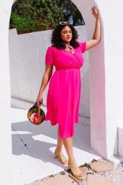 Lucy Dress In Hot Pink -Ivy City Co Dress lucyhotpink 3