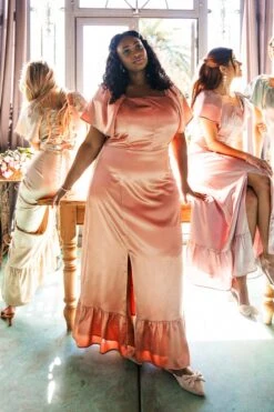 Maddie Dress In Apricot Crush Satin 19 Maddie Dress In Apricot Crush Satin -Ivy City Co Dress maddie2 320083