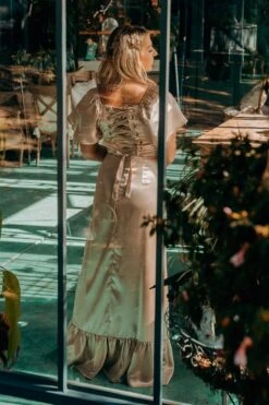 Maddie Dress In Champagne Satin -Ivy City Co Dress maddiechampagne 1 613184