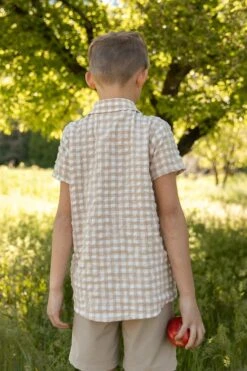 Madeline Boys Shirt In Tan Gingham - FINAL SALE 13 Madeline Boys Shirt In Tan Gingham - FINAL SALE -Ivy City Co Dress madeline tan gingham boyshirts 01 186353