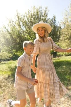 Madeline Boys Shirt In Tan Gingham - FINAL SALE 14 Madeline Boys Shirt In Tan Gingham - FINAL SALE -Ivy City Co Dress madeline tan gingham boyshirts 17 790616