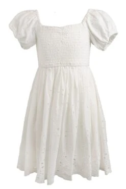 Mini Marigold Dress In White Eyelet -Ivy City Co Dress marigold whiteEyelet mini front 331015