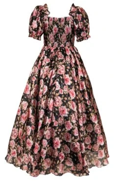 Melody Dress In Midnight Rose -Ivy City Co Dress melodyblackfloral back 424795