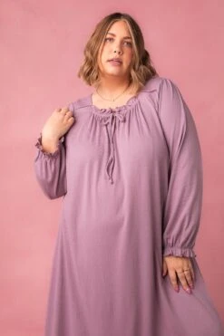 Petra Long Sleeve Night Dress In Purple -Ivy City Co Dress petralong studio 05 447210