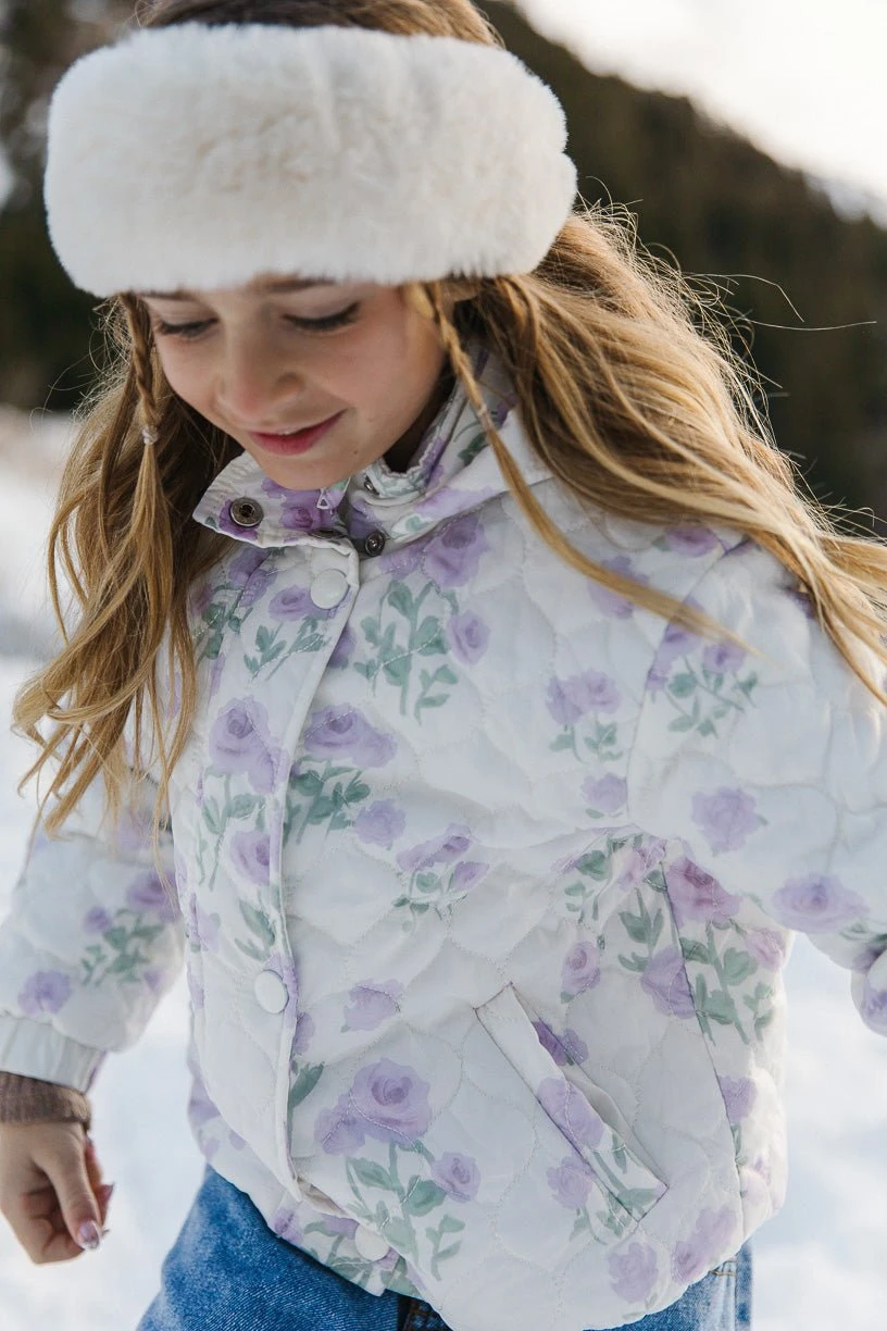 Mini Quilted Jacket In Lavender Floral 4 Mini Quilted Jacket In Lavender Floral - Image 4