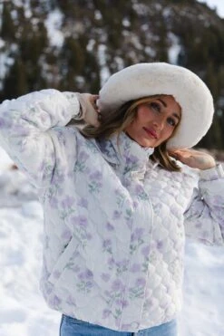 Quilted Jacket In Lavender Floral -Ivy City Co Dress pufferlavender 04 367066