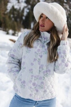 Quilted Jacket In Lavender Floral -Ivy City Co Dress pufferlavender 05 611146