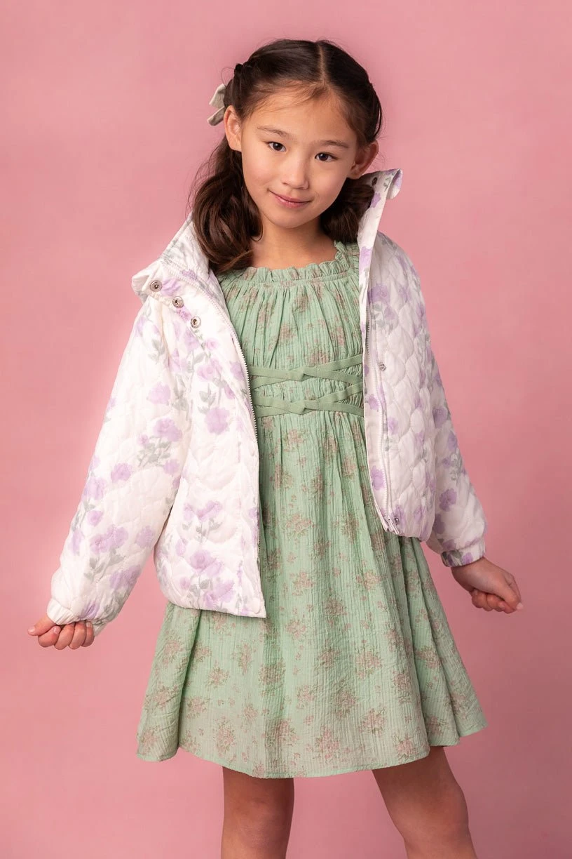 Mini Quilted Jacket In Lavender Floral 9 Mini Quilted Jacket In Lavender Floral - Image 9