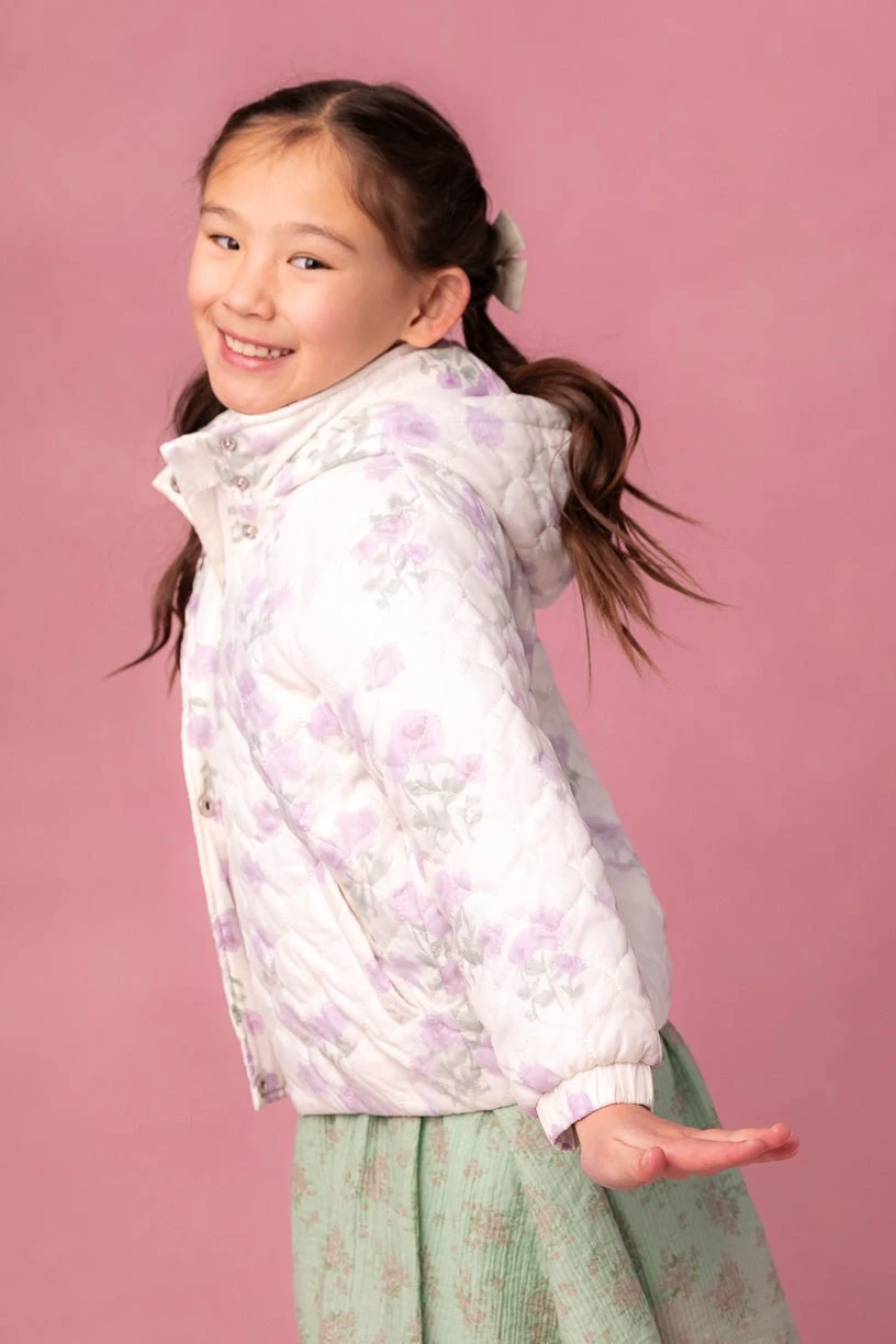 Mini Quilted Jacket In Lavender Floral 6 Mini Quilted Jacket In Lavender Floral - Image 6