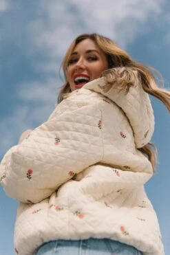 Quilted Jacket In Delicate Zinnia -Ivy City Co Dress pufferzinnia 28 440158