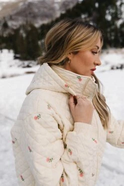 Quilted Jacket In Delicate Zinnia -Ivy City Co Dress pufferzinnia 29 729921