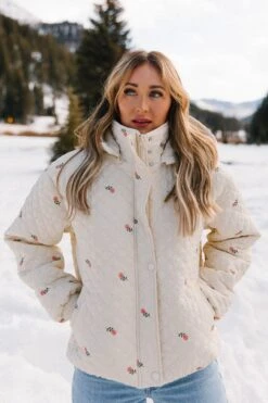 Quilted Jacket In Delicate Zinnia -Ivy City Co Dress pufferzinnia 32 134827