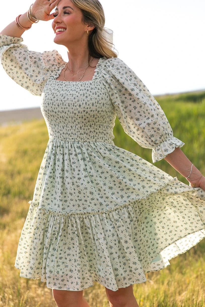 Short Madeline Dress In Blue - FINAL SALE 5 Short Madeline Dress In Blue - FINAL SALE - Image 5