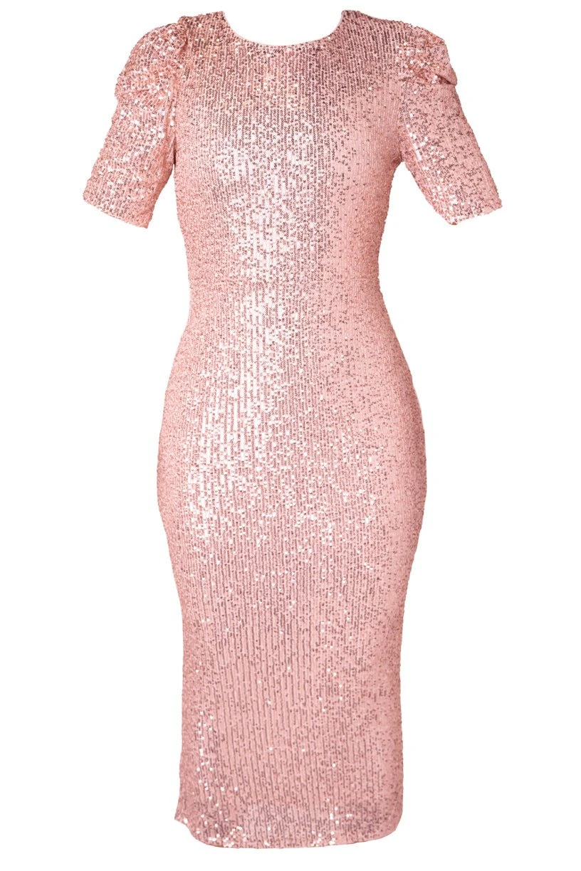 Starling Dress In Rose Gold Sequin 3 Starling Dress In Rose Gold Sequin - Image 3