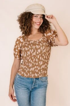 Sienna Top In Brown Floral -Ivy City Co Dress studio 048 935579